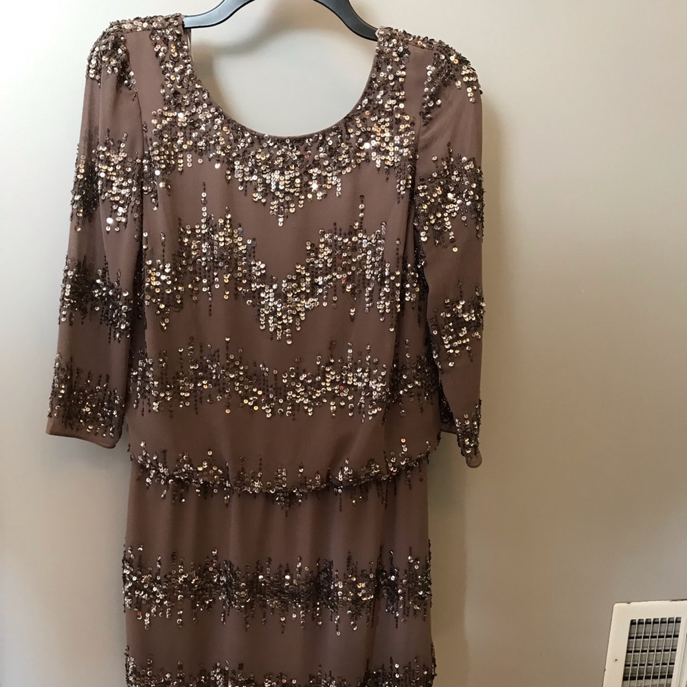 Adrianna Papell Short Sequined Evening Dress